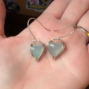Aquamarine Heart Earrings